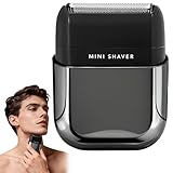Mini Rasoio Elettrico Barba con Display LED,Rasoio a Lamina Impermeabile IPX7 Umore/Asciutto, Rasoio Elettrico Portatile Carica USB-C,2H Utilizzo Tagliabarba e Contorno Pratico per Viaggi e Regalo