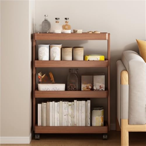 Desserte à roulettes étroite marron pour optimiser les petits espaces - 7