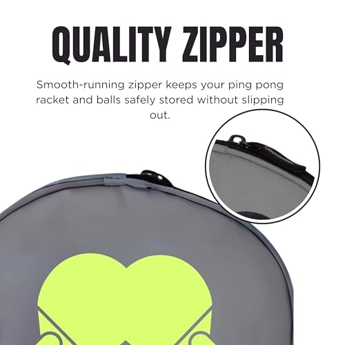 Image of Table Tennis Racket Bag with Zipper Closure, Waterproof Ping Pong Paddle Case Lightweight Racket Cover with Carrying Loop Handle, Durable Multi-Use Table Tennis Paddle Carry Bag - Grey