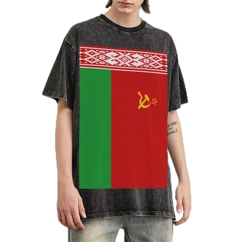 T-shirt drapeau Biélorussie en coton délavé vintage premium