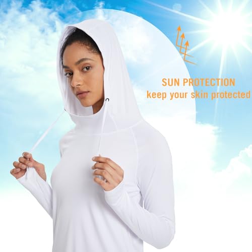 Image of BALEAF Women's Sun Protection Hoodie Shirt UPF 50+ Long Sleeve UV SPF T-Shirts Rash Guard Hiking Running Quick Dry