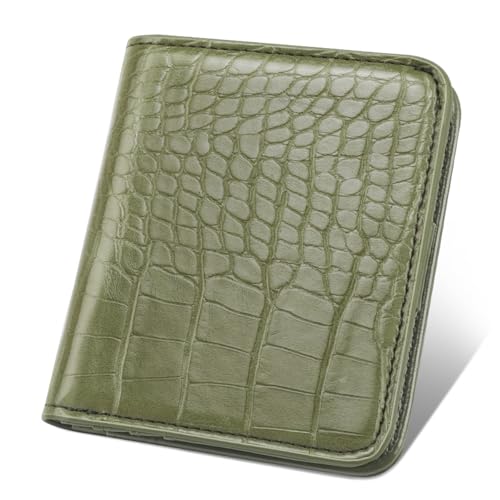Image of Crocodile Wallets Women Small RFID Blocking Credit Card Holder | Luxury Alligator Faux Leather Thin Bifold Croc Womens Wallet Ladies Mini Purse with Coin Pocket, Olive