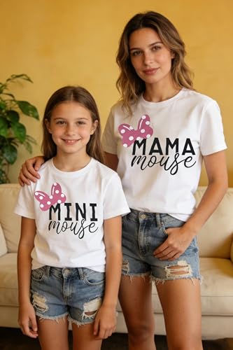 Image of Mommy and Me Matching Shirt Outfit Mama Mini Leopard Love Heart Tshirt Mom Daughter Family Matching Set Clothes