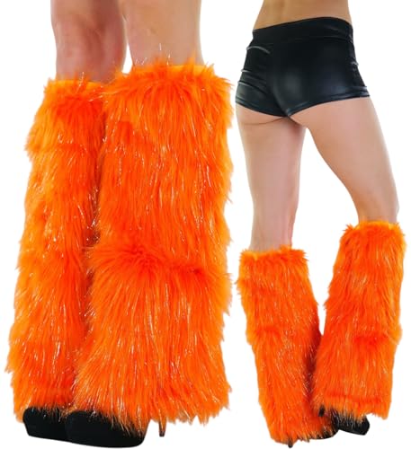 Image of ToBeInStyle Women's Faux Vibrant Fur Retro Daring 60' Inspired Ravewear Knee High Leg Warmers