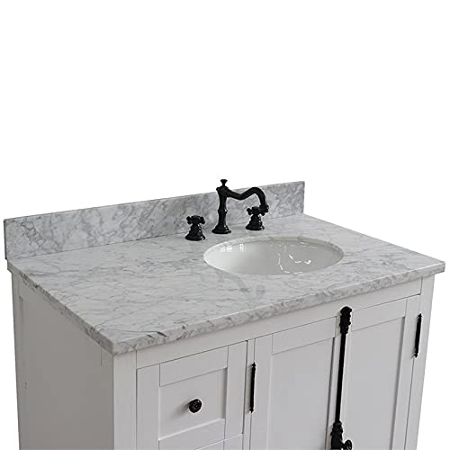Plantation Solid Wood Vanity With Right Oval Sink In Glacier Ash/White #TOP3