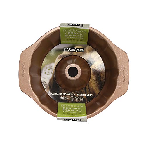 casaWare Fluted Cake Pan 9.5-inch (10-Cup) Ceramic Coated NonStic...