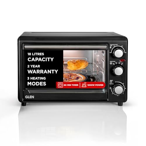 Image of Glen Multi Function OTG for Kitchen, 18 Litre, 1200W, Oven Toaster Griller with 3 Heating Modes, Adjustable Temperature & Timer, Crumbs Tray & Rack, Bake, Grill & Toast, 2-Year Warranty- Black SA5018