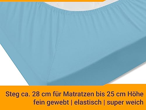 Drap housse coton doux 90x190 cm bleu clair Npluseins pour lit simple - 6