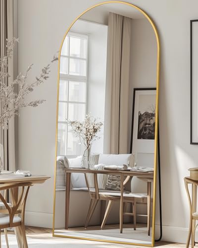 Image of Antok 71 inch x26 inch Arched Full Length Mirror, Floor Mirror with Stand,Gold