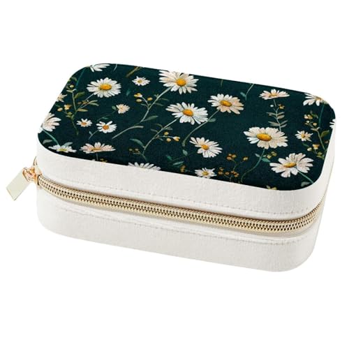 Boîte à bijoux portable chic motif fleur | Rangement élégant colliers et boucles