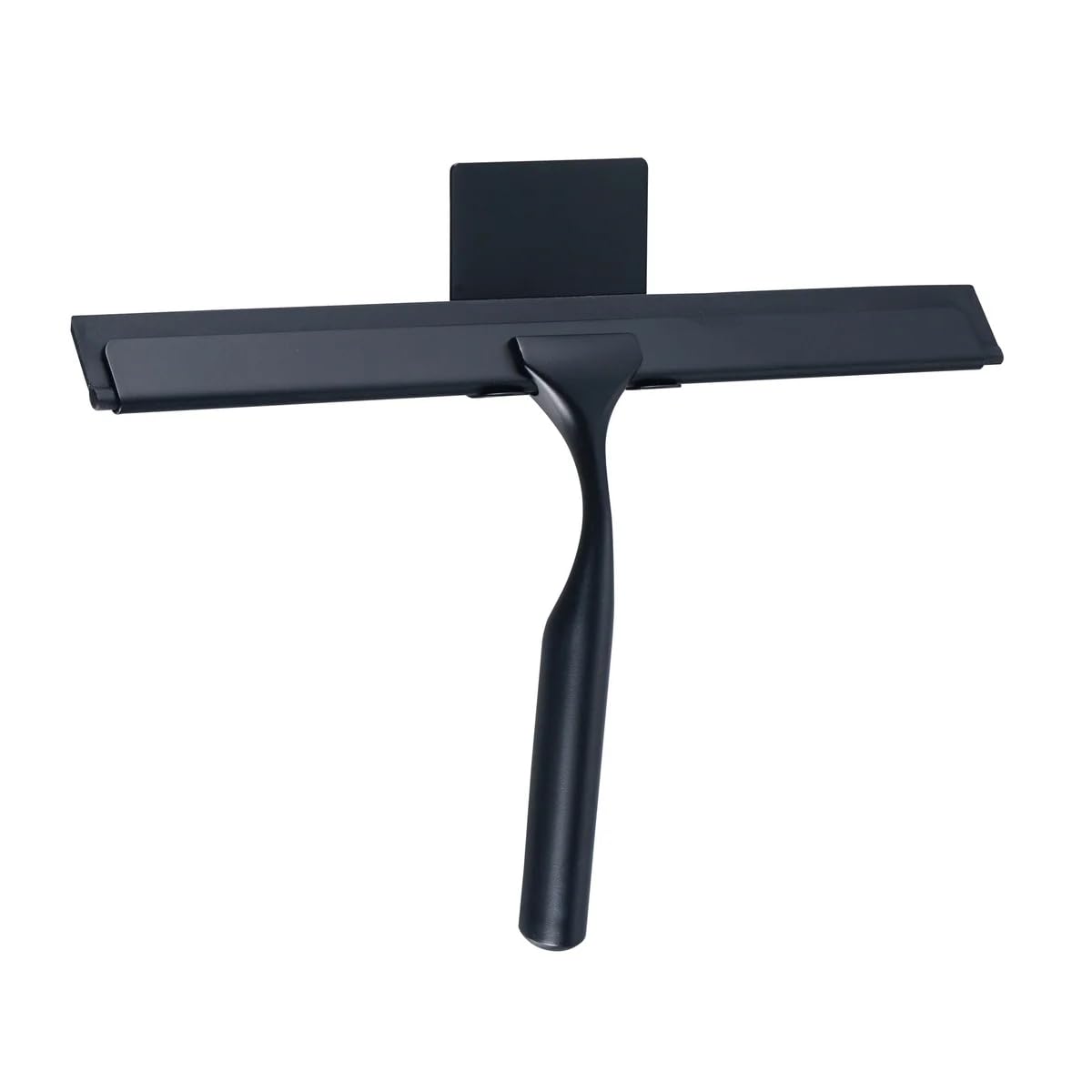 J&V TEXTILES Escobilla de ducha multiusos de acero inoxidable para puertas de vidrio con ganchos adhesivos, escobilla para vidrio de ducha, herramienta de limpieza del hogar, 10 pulgadas (negro)