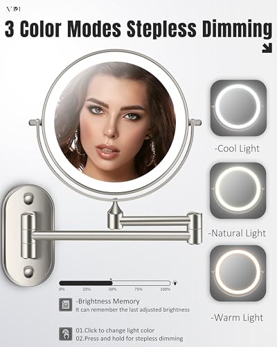Image of 30X /1X 8 Inch Wall Mounted Magnifying Makeup Mirror with Light for Bathroom