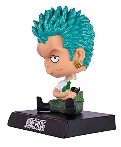 Image of AUGEN Super Hero Roronoa Zoro Action Figure Limited Edition One Piece Bobblehead with Mobile Holder for Car Dashboard, Office Desk & Study Table (Pack of 1)