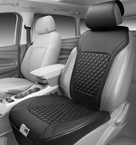 Image of CAR PASS 1Pcs Nappa Leather Front Seat Cover for Cars, Waterproof Sideless Car Seat Cover, Durable Non-Slip Seat Protector Cover Universal Fit for Most Automotive, Vans, SUVs, and Trucks, 1 Pack Black