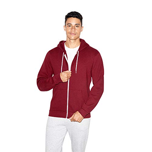 American Apparel unisex adult Flex Fleece Long Sleeve Zip Hoodie - Usa Collection Hooded Sweatshirt, Cranberry, Medium US