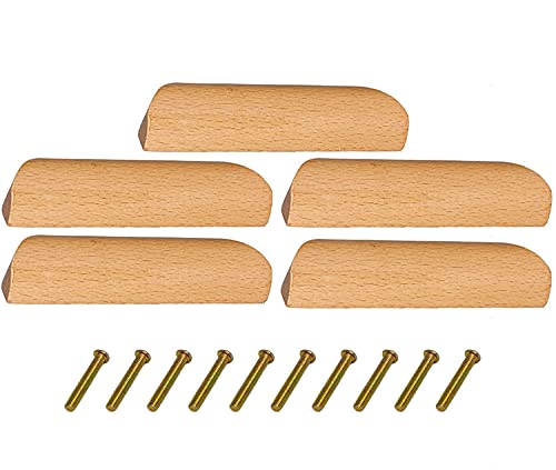 Metany 5 tiradores de madera para cajones de cocina, con revestimiento transparente, para aparadores, muebles, tiradores de herrajes Cover
