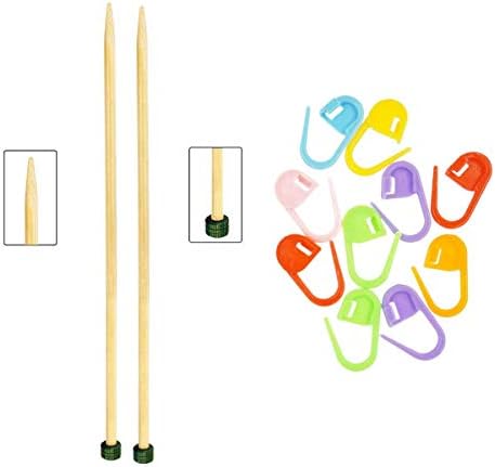 Knitter's Pride Knitting Needles Bamboo Straight 10 inch (25cm) Size US 2.5 (3.00mm) Bundle with 10 Artsiga Crafts Stitch Markers 900295