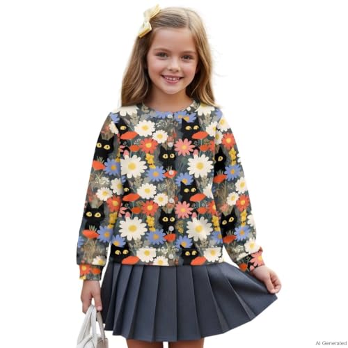 Image of Girls Cardigans Sweater Long Sleeve Crew Neck Button Down Sweaters School Outerwear for Kids Fall Winter Tops