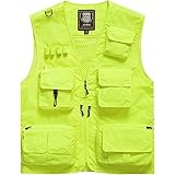 [Manatsulife] メッシュベスト メンズ カメラマンベスト フィッシングベスト 多機能 ジャケット 通気 アウトドア 大きいサイズ 多色 7898 (イェロー, L)