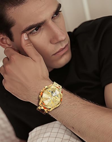 Image of OLEVS Men Automatic Watch Diamond Skeleton Mechanical Original Luxury Self Winding Wrist Watch for Men