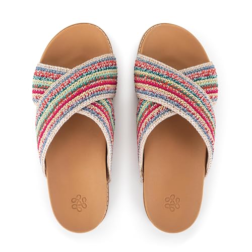 Image of The Sak Penelope Slide Sandal - Women's Flat Fashion Slides with Soft Cushion Sole -Hand Crochet Slip On Sandals For Everyday
