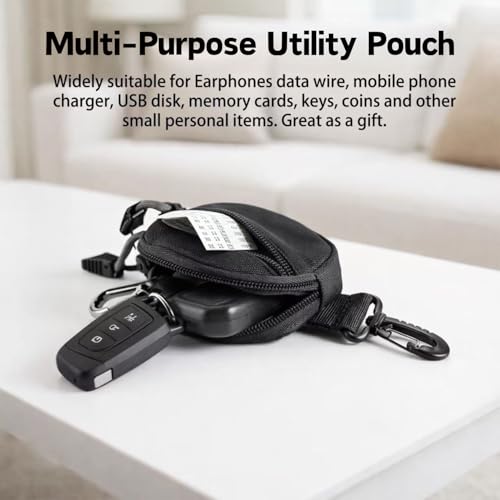 Image of Utility Coin Pouch, 9x9cm Small with Zipper, 1000D Nylon | Secure EDC Pouch for Daily Essentials, Men's & Women's Carry Organizer