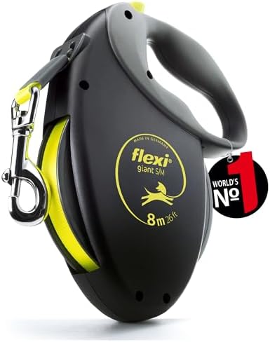 flexi® Giant S/M Cinta 8 m negro/amarillo neón, correa extensible para perros hasta máx. 25 kg