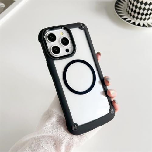 Coque hybride iPhone 16 Pro noire haut de gamme transparente compatible chargeur sans fil