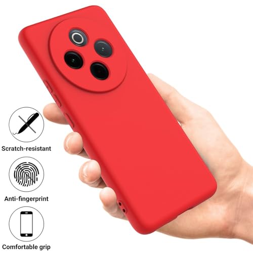 Image of Back Cover for Vivo T4 5G | Full Camera Protection | Premium Liquid Silicon Case | Flexible Bumper Case for Vivo T4 5G / Y300 Pro 5G / Y300 Pro Plus 5G / iQOO Z10 5G (Red)