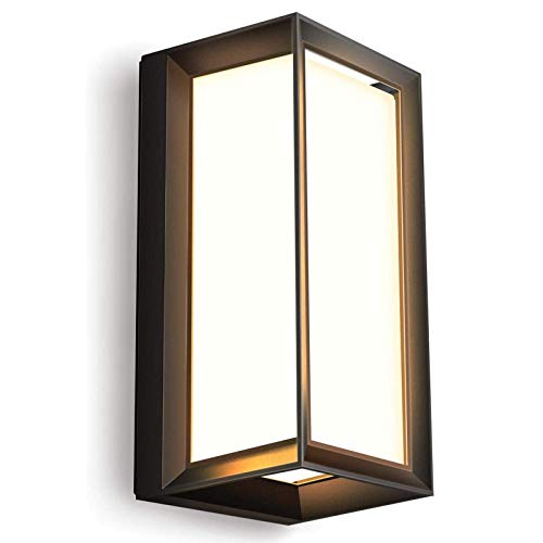 Glighone Apliques de Pared Exterior con Sensor de Movimiento Lamparas de Pared Exterior moderno 18W Mate Negro Aplique de Porche, Impermeable IP65 Para Patio Balcón, Blanco Cálido