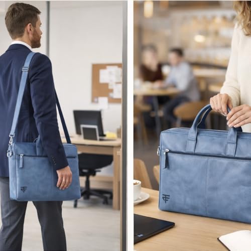 Image of TRUFLO Vegan Leather (PU) Laptop Messenger Bag | Fits up to 15.6-inch Laptop | Slim Office & Travel Shoulder Bag