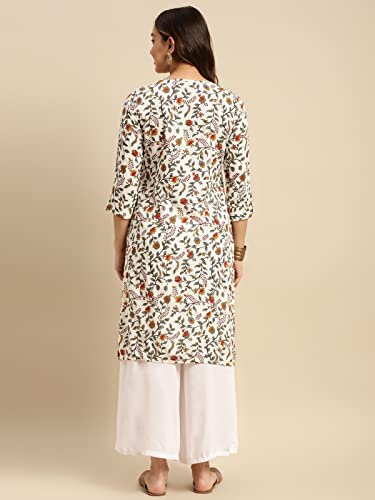 Image of rangita Yellow Rayon Calf Length Striped Straight Kurti for Women | Kurta for Women
