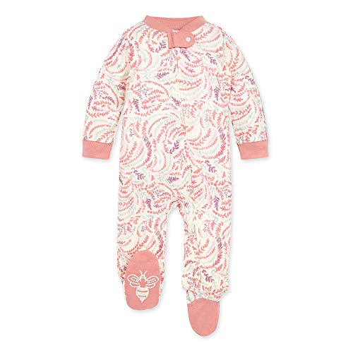 Image of Burt's Bees Baby Girls Pajamas, Sleep and Play Loose Fit, 100% Organic Cotton Soft One-piece PJs, Sizes NB to 6-9 Months