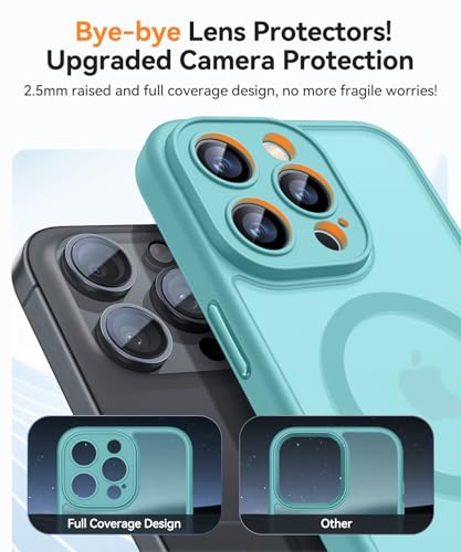 Image of CANSHN Magnetic Compatible with iPhone 16 Pro Case, Upgraded [Full Camera Protection] [Compatible with Magsafe] [Translucent Matte] Shockproof Protective Phone Cover 6.3 Inch - Teal