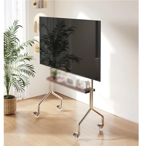 Soporte Universal Móvil para TV 43-75 Pulgadas con Ruedas y Estantes de Madera miniatura 1
