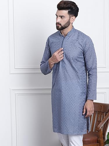 Image of SOJANYA Elegant Pastel Color Embellished Kurta for Men | Minimal Embroidery Festive & Ethnic Wear