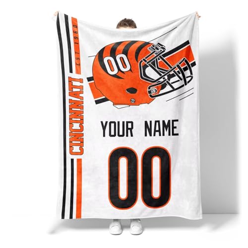 Image of Cincinnati Throw Blanket Custom Name and Number Personalized Gifts for Men and Women