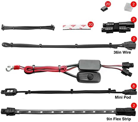 White 8 Pod 2 Strip LED Universal Motorcycle Accent Neon Underglow Light Kit