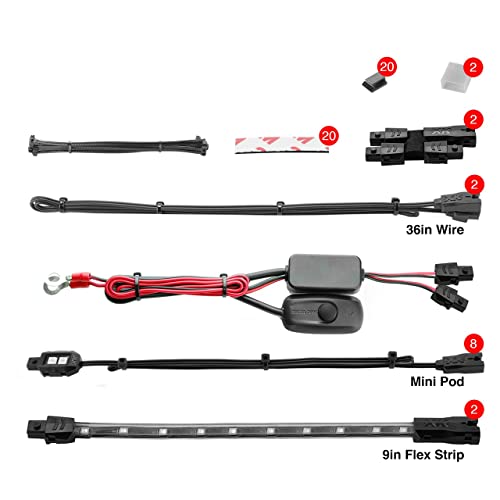 White 8 Pod 2 Strip Led Universal Motorcycle Accent Neon Underglow Light Kit #TOP13