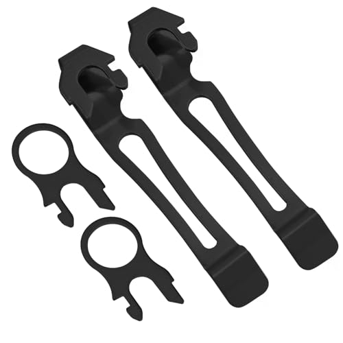 Nayciiy Quick-Release Pocket Clips+ Lanyard Ring Set Stainless Steel Quick Release Multi-Tool Pocket Clip (Black-2)
