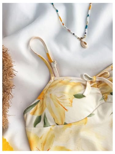 Floerns Girl's Floral Print Knot Front Sleeveless Mesh Stretchy Cam Mini Dresses4