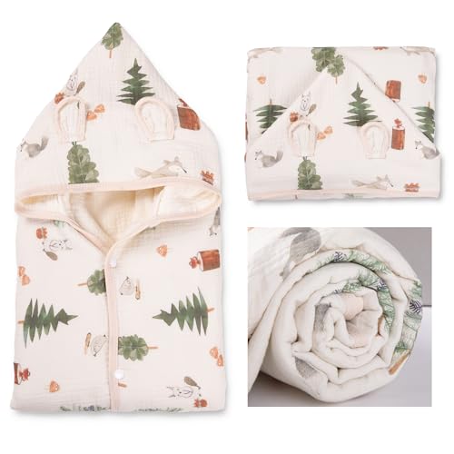 Image of Toddler Bath Towel - Soft Muslin Baby Towel with Hood 25x51 Inches - Absorbent Hooded Bath Towel for Infant & Toddler 0-4 Years - Cute Animal Beach Towel (Forest Squirrel)
