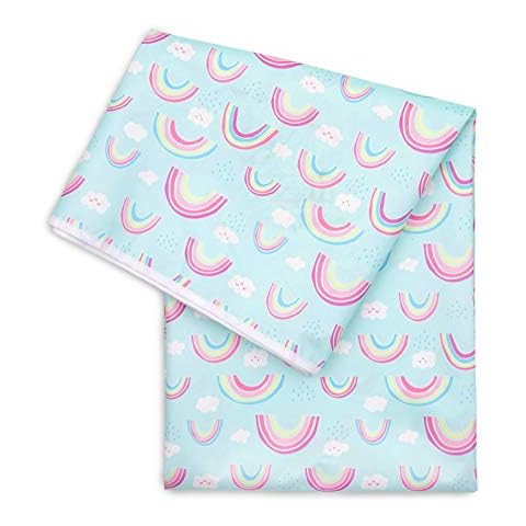 Bumkins Splat Mat For Art & Craft, Playtime, Mealtime, Waterproof, Washable, Easy Wipe Mat For Floor, Table or Under Highchairs, 107 x 107 cm, Rainbow Design Cover