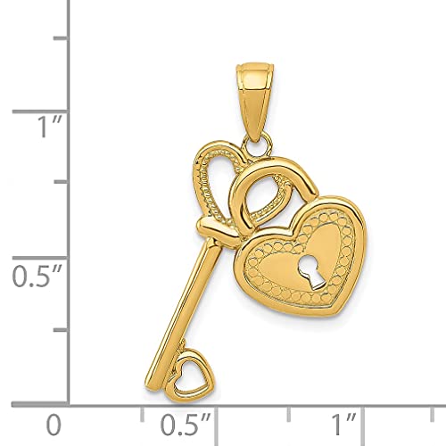 14k Yellow Gold Heart Key Lock Necklace Charm Pendant Fine Jewelry For Women Gifts For Her - Image 4