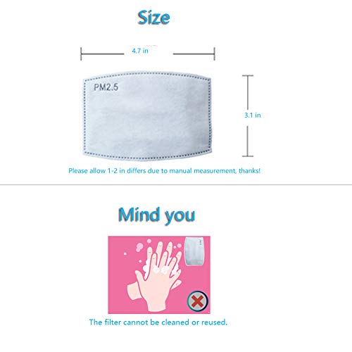 12 PCS PM2.5 Activated Carbon Face Mask Filter for Adults, Replaceable Mouth Respirator Filter to Anti Haze Dustproof Air Pollution Germ