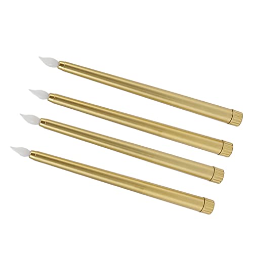 Sxhlseller Candela Conica a LED Elettrica, Bella Luce Calda, Set da 4 Pezzi, Candele per caffè, attività Buddiste in Plastica (GOLD)