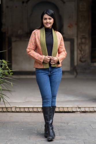 Image of Reversible Jacket for Women | Double Sided Quilted Jacket | Reversible Winter Jacket for Women | Stylish Ethnic Printed Jacket | Warm & Comfortable Casual Outerwear