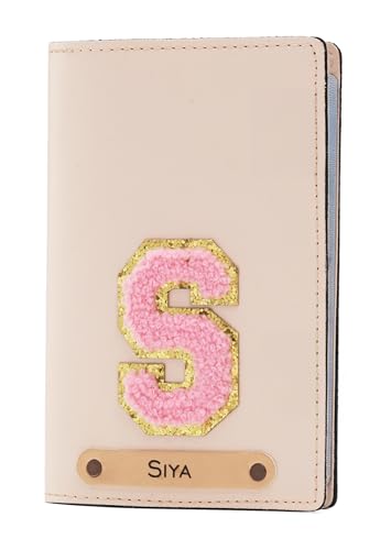 Image of AICA Personalised Name & Embroidery Patch Leather Passport Holder for Men & Women | Gifts for Women| Gift for Man|Passport Cover for Men| Passport Cover for Women (Cream)