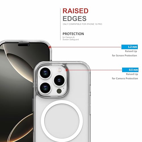 Image of for iPhone Case 16 Pro with Mag-Safe, [Anti-Yellowing Technology] [Military Grade Drop Protection] Shockproof Slim Hybrid Phone Case for iPhone 16 Pro - Crystal Steel Grey