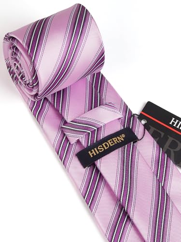 Image of HISDERN Mens Tie Set Classic Woven Ties and Pocket Square Cufflinks Set Formal Business Wedding Neckties Handkerchief